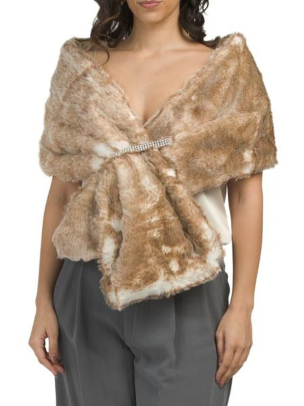 ADRIANNA PAPELL Faux Fur Embellished Wrap